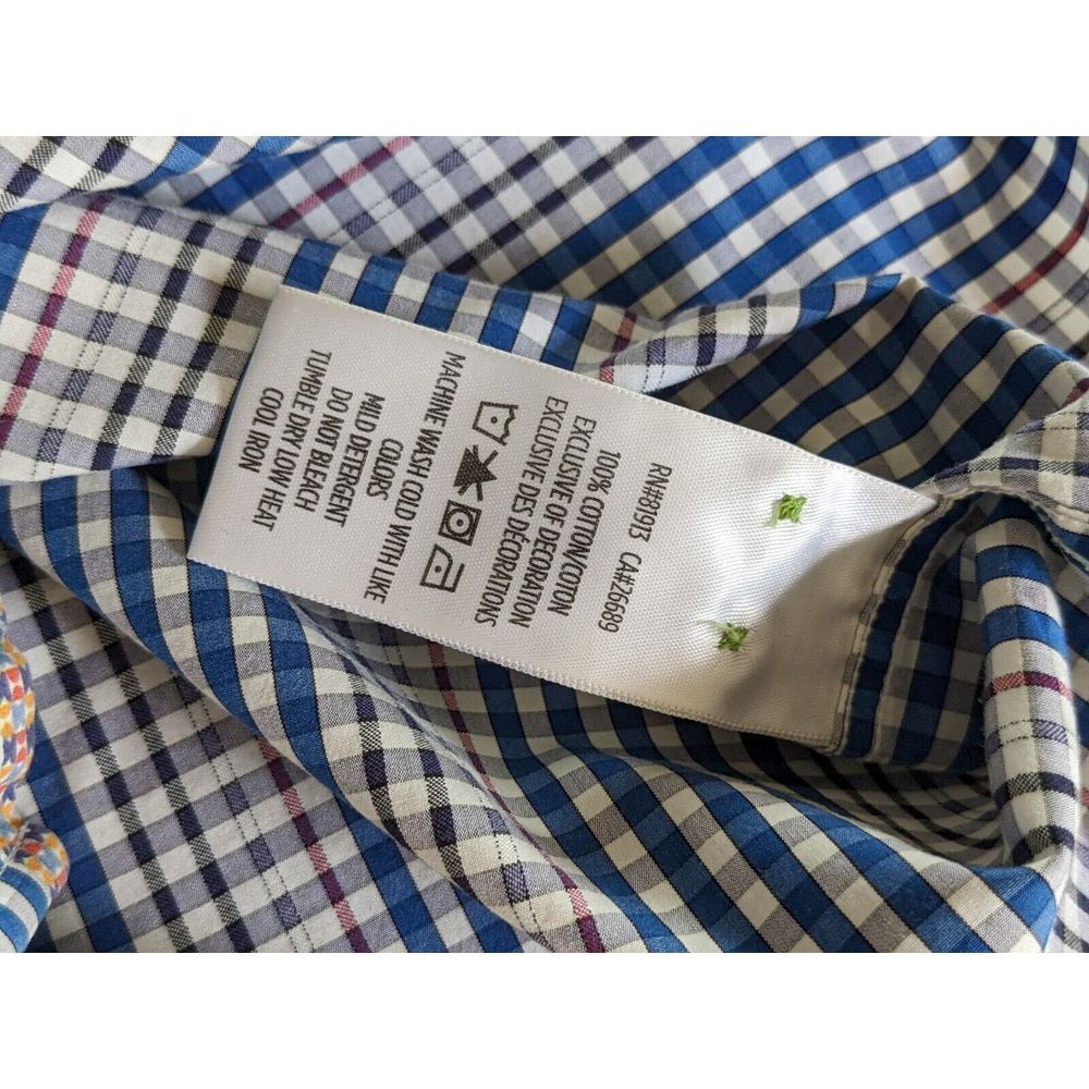 Robert Graham Classic Fit Blue Red Gray White Plaid Short Sleeve Shirt Medium‎ - Picture 8 of 10